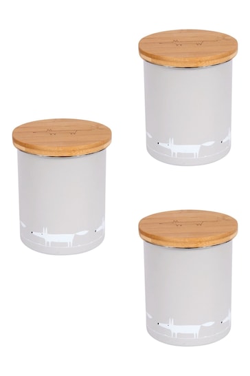 Scion Set of 3 Grey Mr Fox Set of 3 Tea, Coffee & Sugar Storage Jars