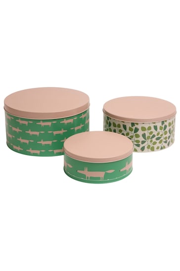 Scion Set of 3 Green Mr Fox Round Cake Tins