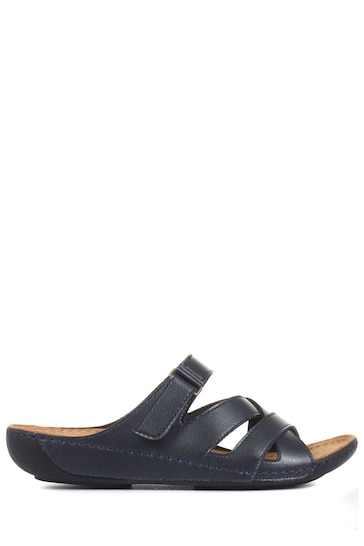 Pavers Blue Ladies Touch Fasten Mules