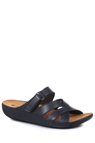 Pavers Blue Ladies Touch Fasten Mules