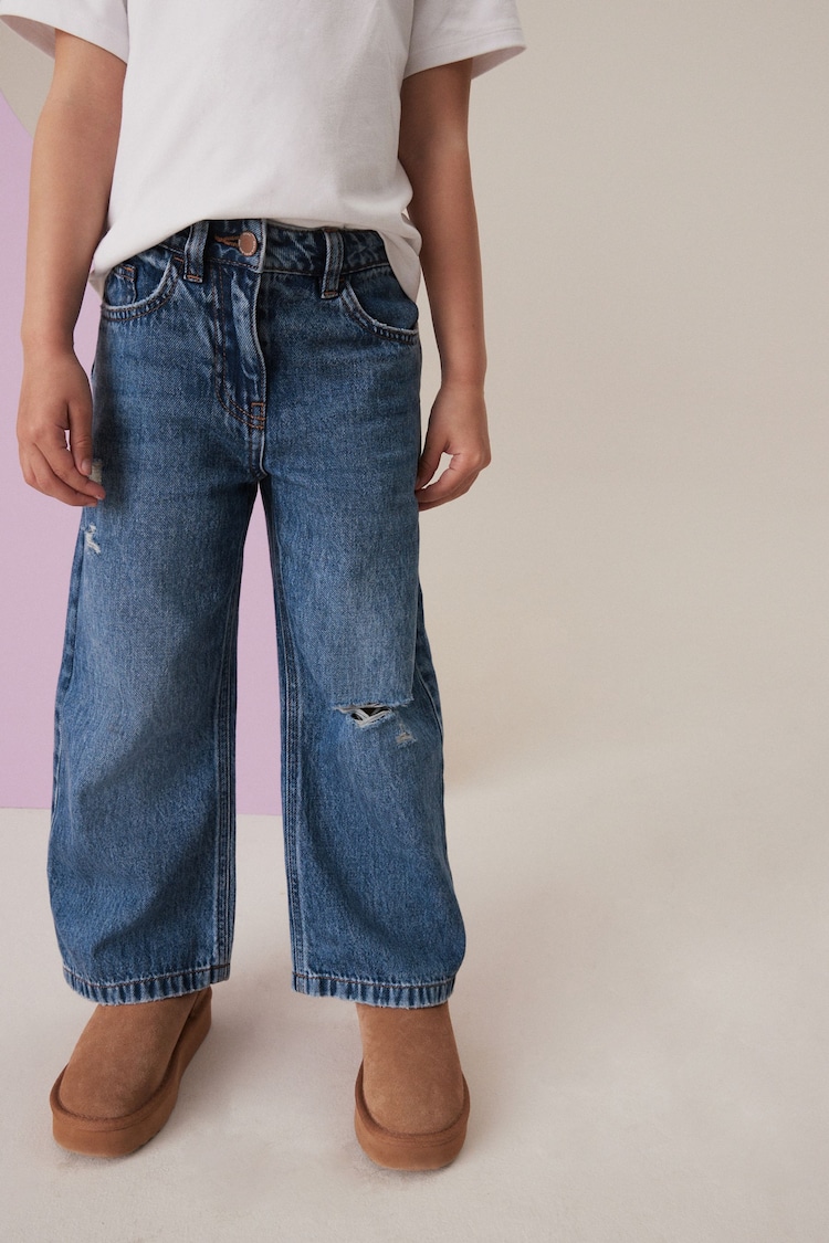 Dark Wash 100% Cotton Wide Leg Jeans (3-16yrs) - Image 1 of 6