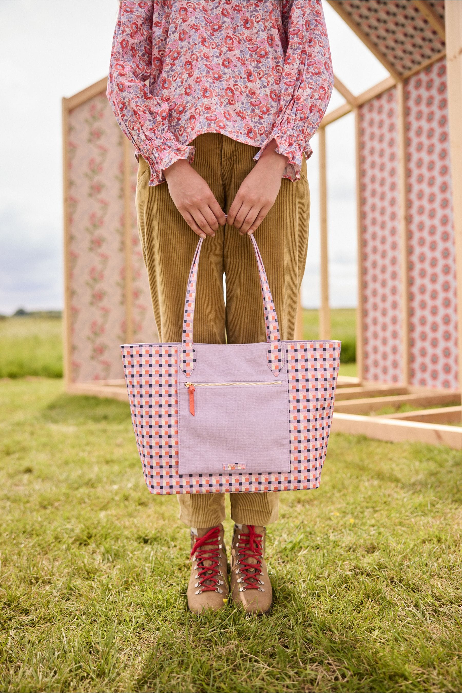 Cath Kidston Pink Check Large Tote Bag