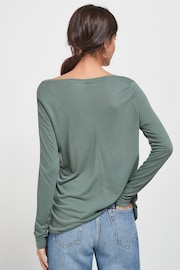 Khaki Green Slouch V-Neck Long Sleeve T-Shirt - Image 2 of 4