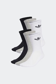 adidas Black Trefoil Crew Socks 6 Pack - Image 1 of 1