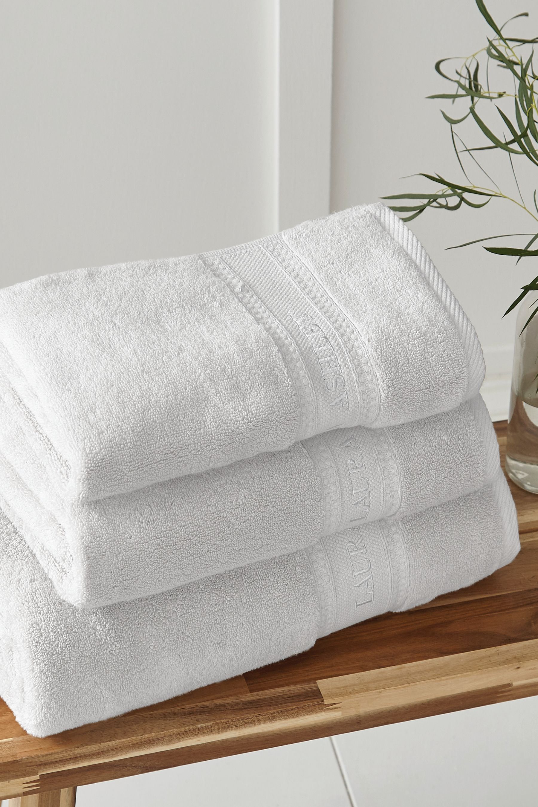 Buy Laura Ashley White Luxury Cotton Embroidered Towel from Next Luxembourg