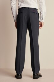Navy Trimmed Textured Suit Trousers - Image 3 of 9
