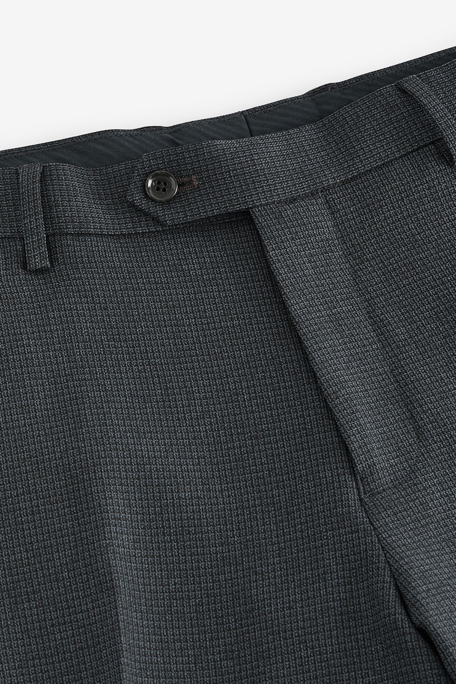 Navy Trimmed Textured Suit Trousers - Image 7 of 9