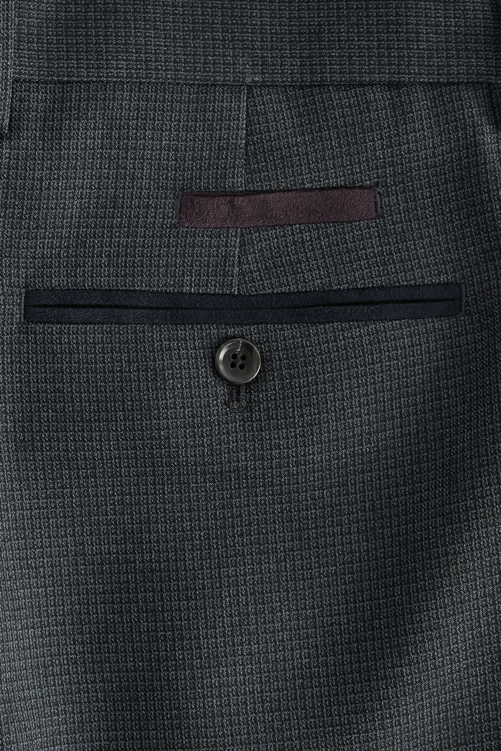 Navy Trimmed Textured Suit Trousers - Image 8 of 9