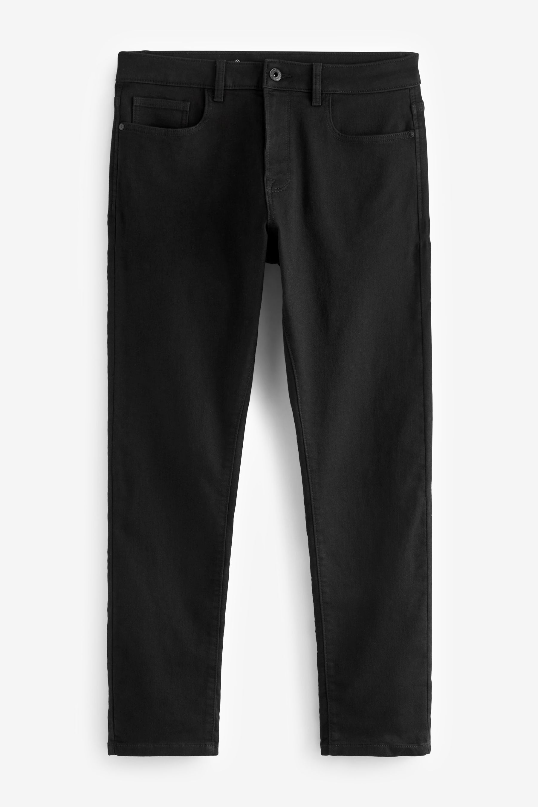 ETHANOL Men's Stretch Comfort Trousers - Slim Straight Fit Pants With Practical Pockets, Black 38W X 32L