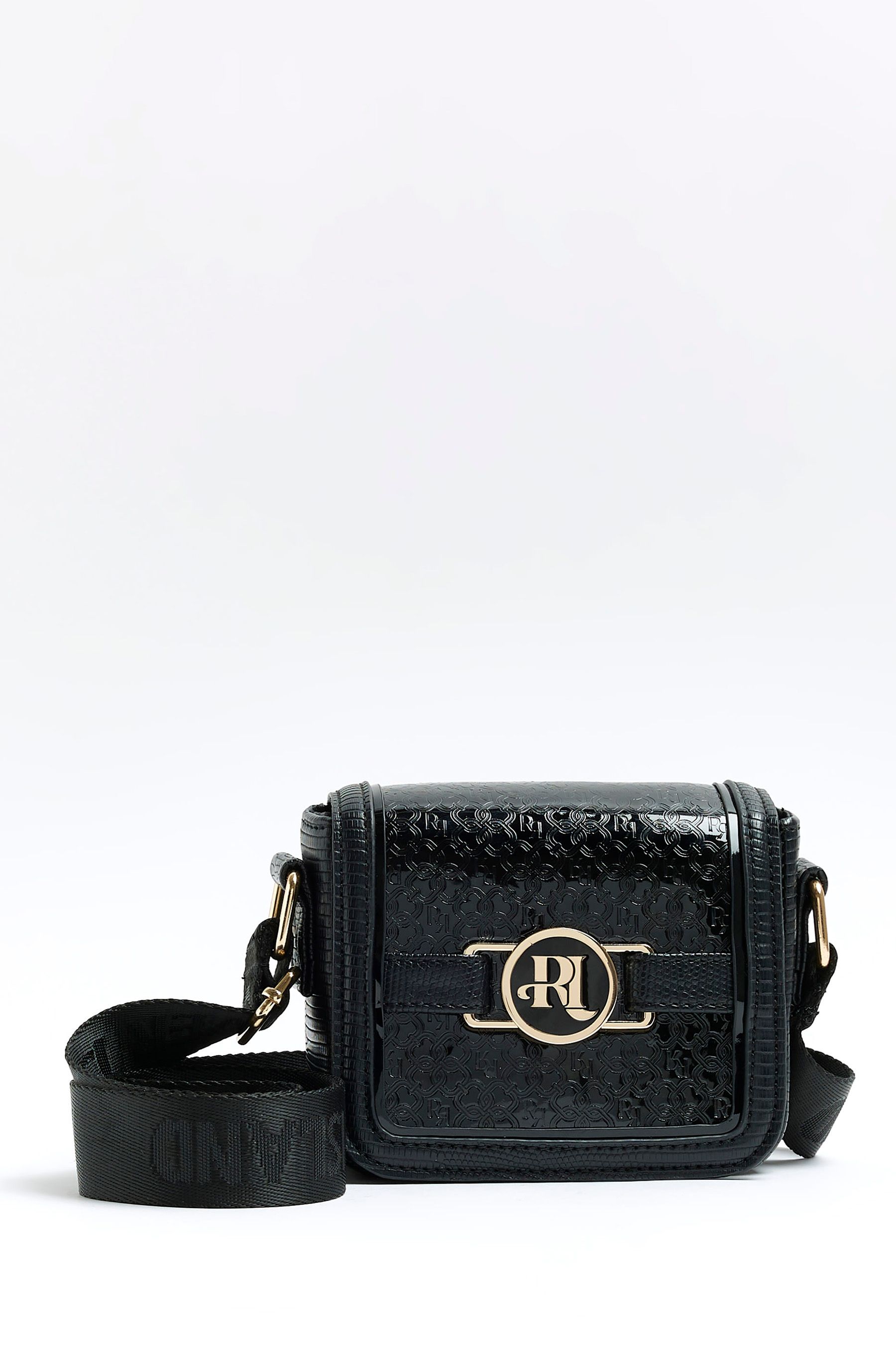 Black ri monogram cross body bag sale