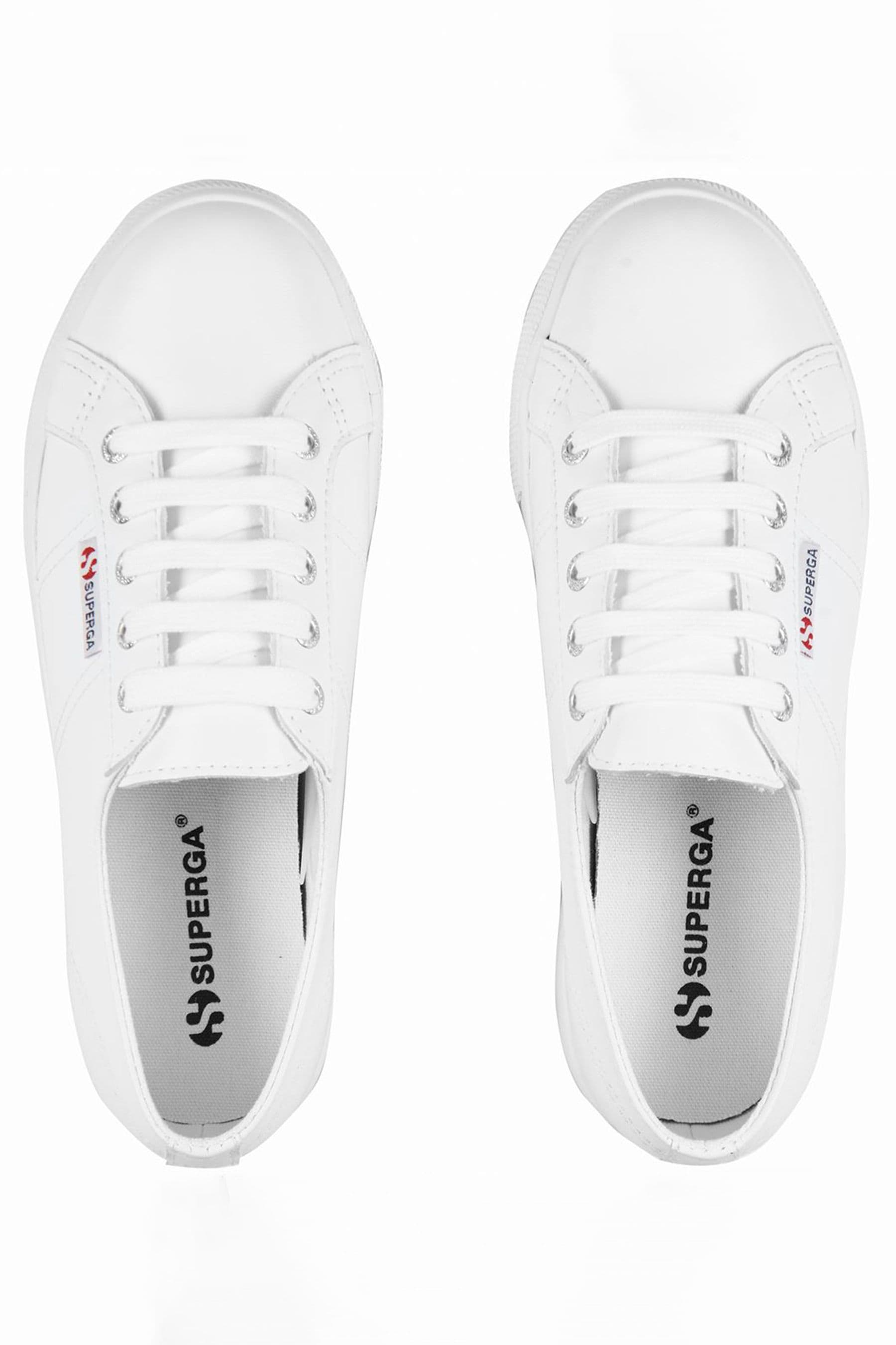 Superga white leather trainers uk top