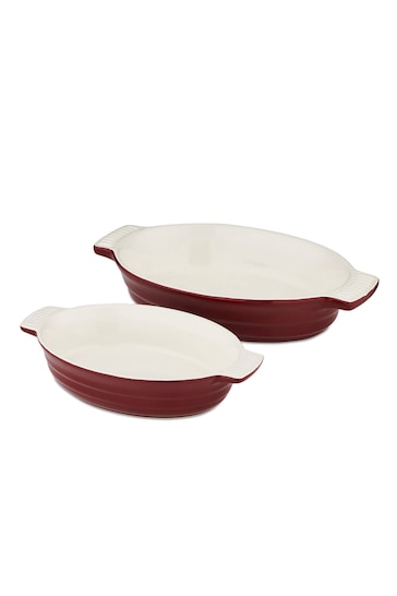 Barbary & Oak Set of 2 Red Oval Oven Dishes