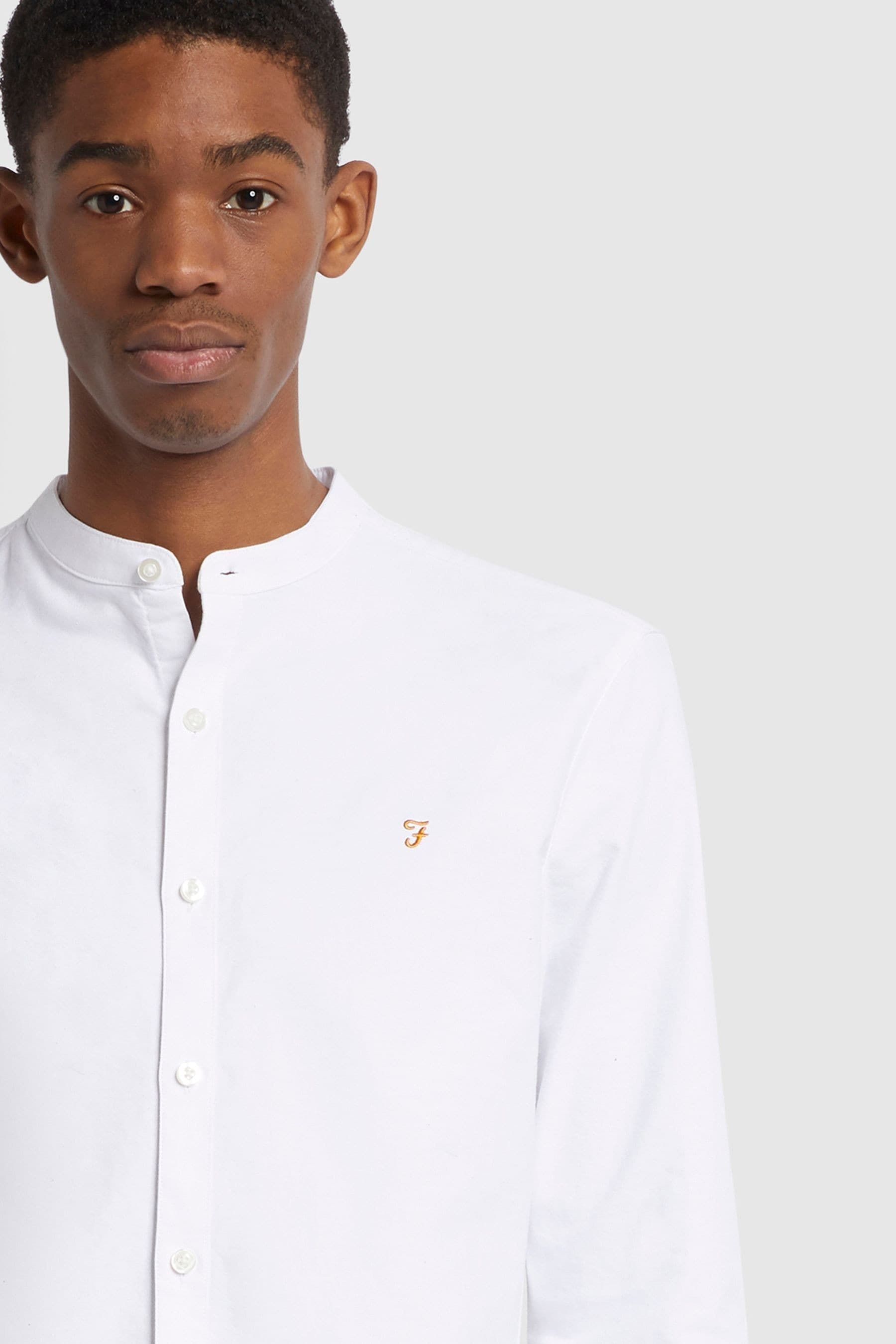 Buy Farah White Brewer Grandad Collar Shirt from the Next UK