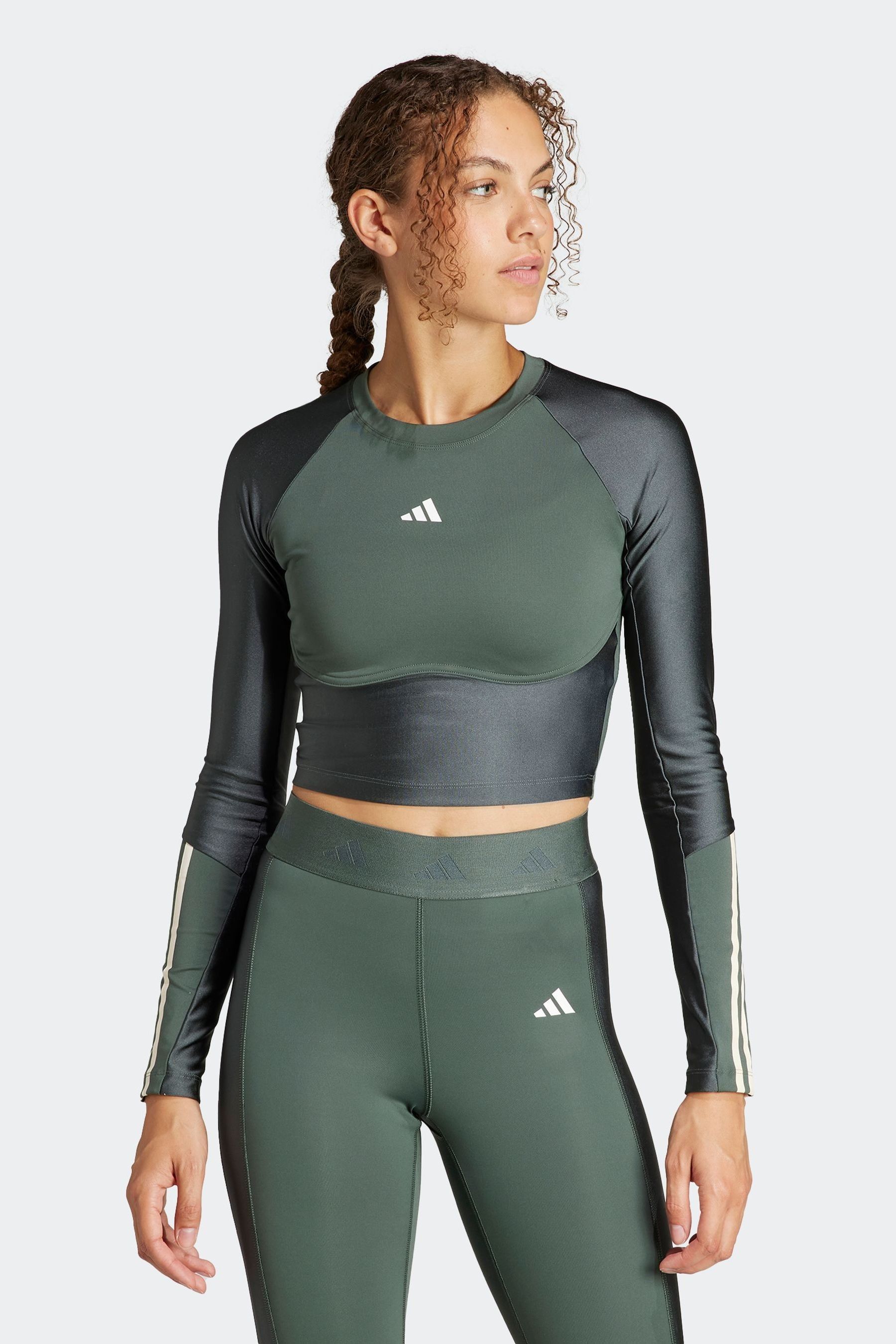 Adidas long sleeve top womens green clearance