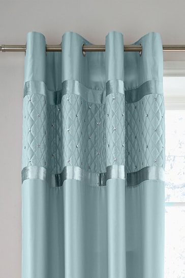 Catherine Lansfield Blue Sequin Cluster Eyelet Curtains