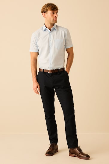 Blue Regular Fit Easy Care Short Sleeve Shirts 2 Pack