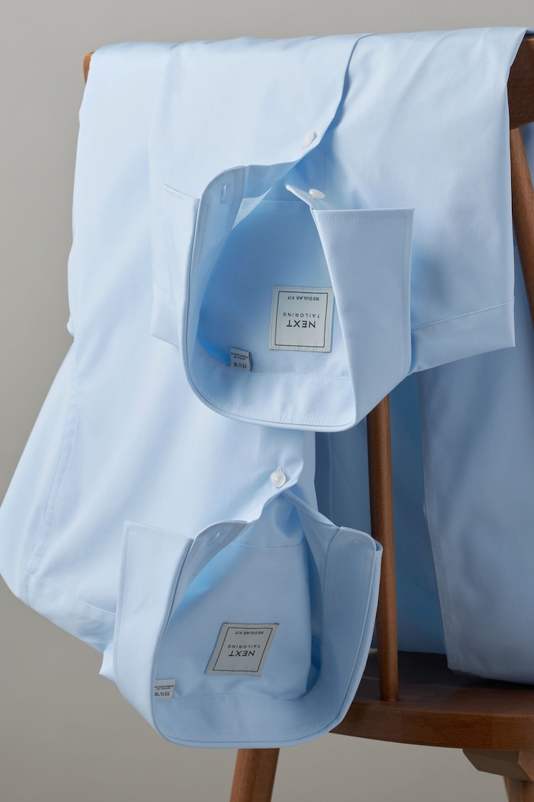 Blue Regular Fit Easy Care Short Sleeve Shirts 2 Pack - Image 8 of 8