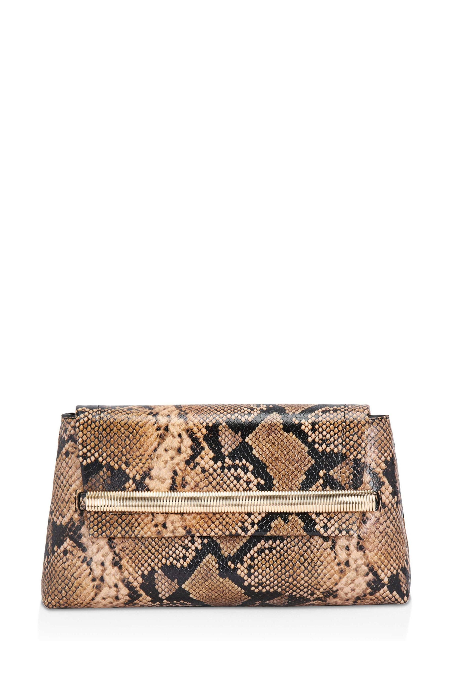 Beige snake print 2025 clutch bag