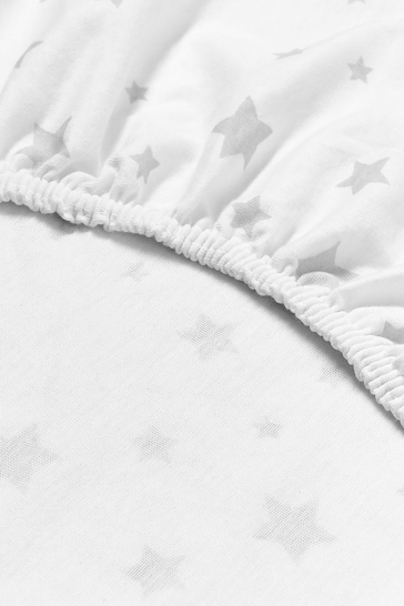 Silentnight 2 Pack Grey Stars Kids Safe Nights Cot Bed Fitted Sheets
