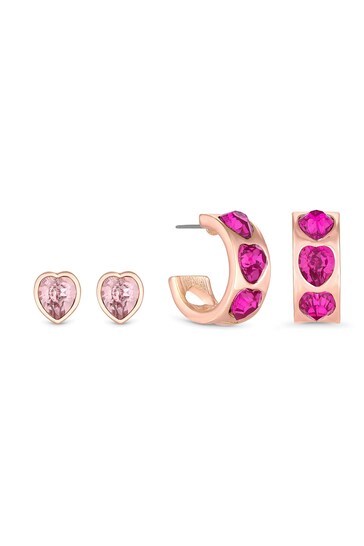 Lipsy Jewellery Gold Tone Heart Stud And Hoop Earrings - Pack of 2
