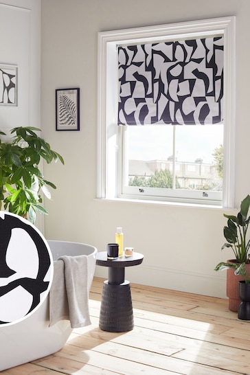 Monochrome Abstract Geometric Moisture Resistant Ready Made Roller Blind