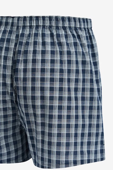 Mixed Blue Check 4 pack Woven Pure Cotton Boxers