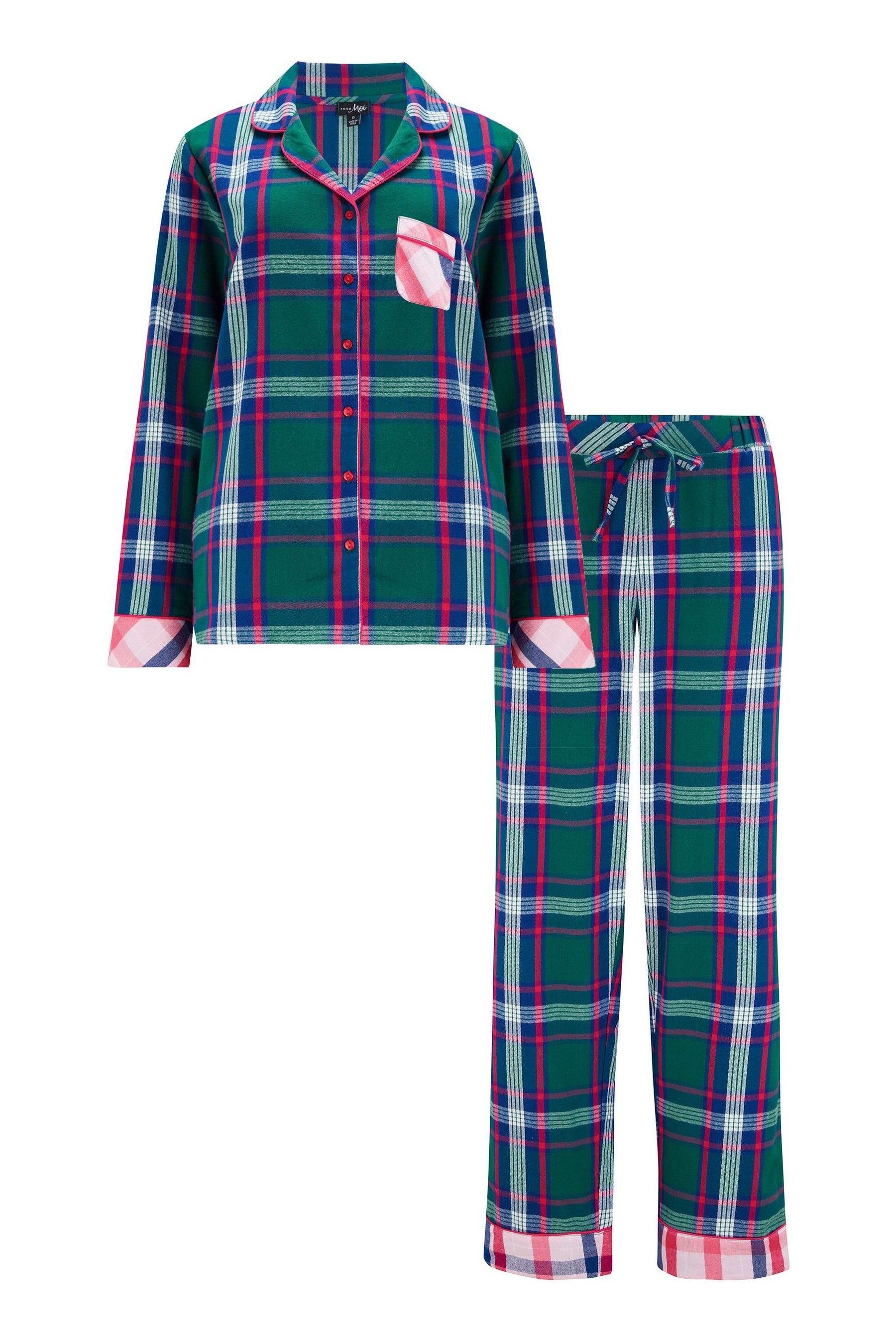 Buy Pour Moi Green Multi Cosy Check Brushed 100 Cotton Pyjamas Gift Set from Next Canada