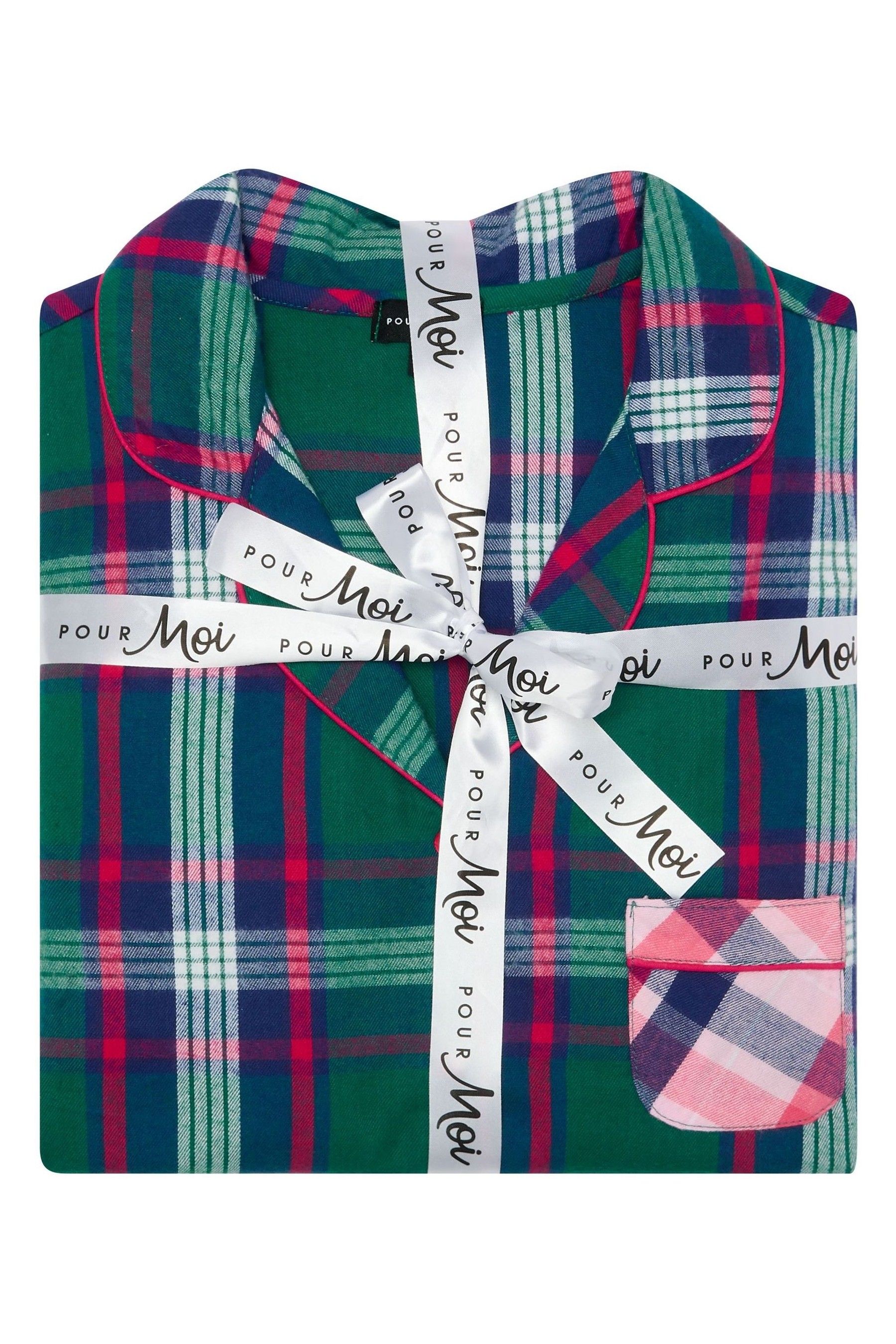 Buy Pour Moi Green Multi Cosy Check Brushed 100 Cotton Pyjamas Gift Set from Next Canada