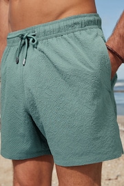 Blue/White Seersucker Plain Premium Swim Shorts - Image 1 of 9