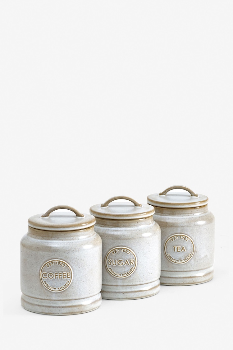 Set of 3 Natural Country Badge Set of 3 Storage Jars Storage Jars - Image 3 of 3