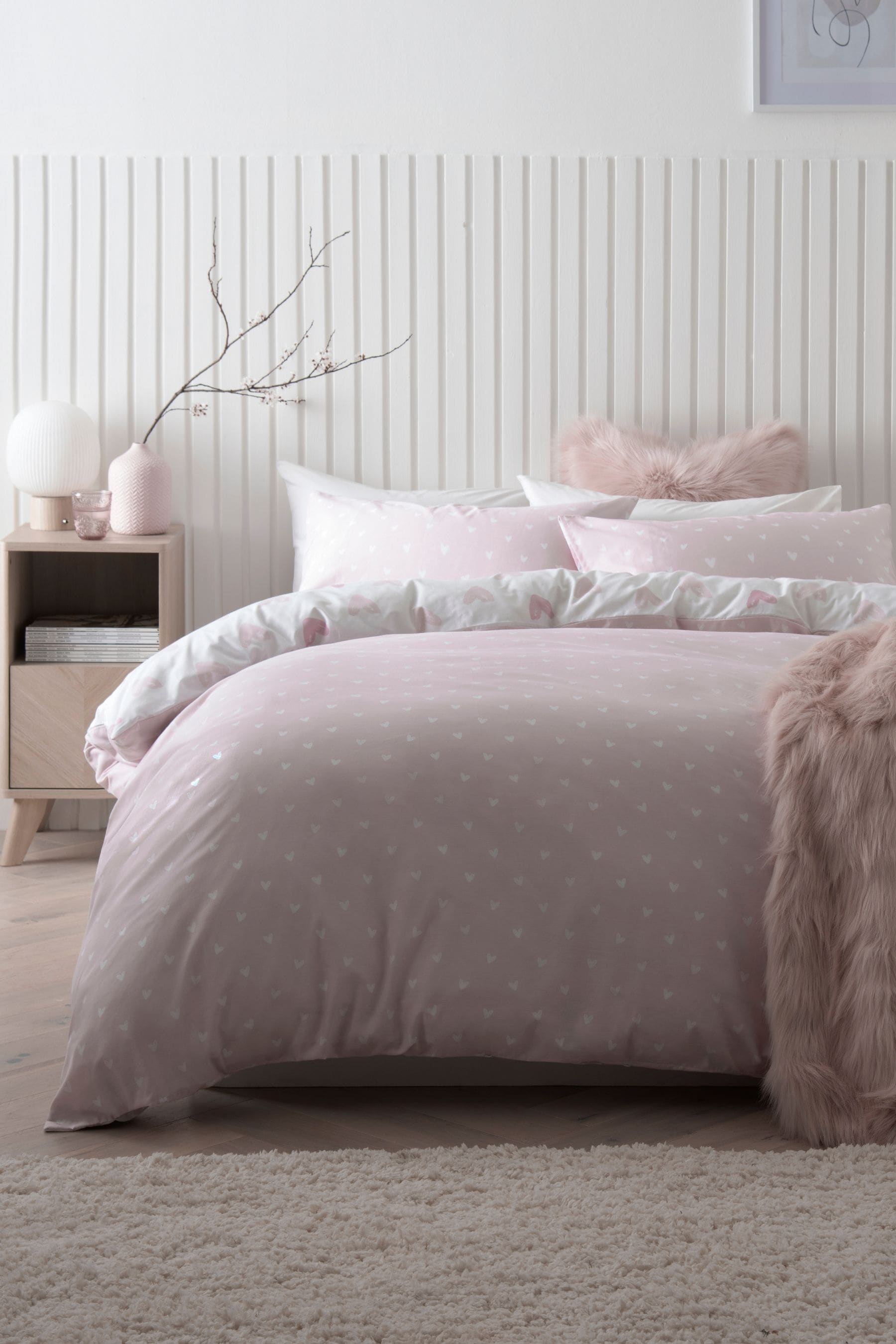Buy Pink Heart Duvet Cover and Pillowcase Set from the Next UK