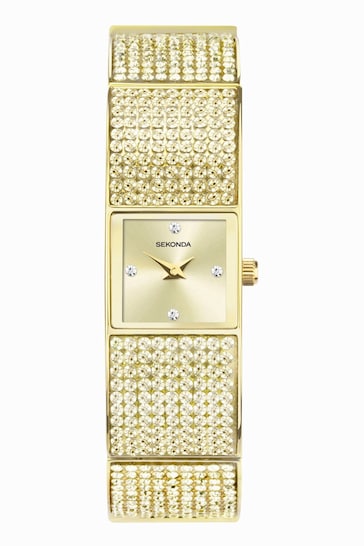 Sekonda Crystal Gold Tone Alloy Bracelet Watch