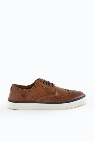 Tan Brown Leather Brogue Cupsole Shoes