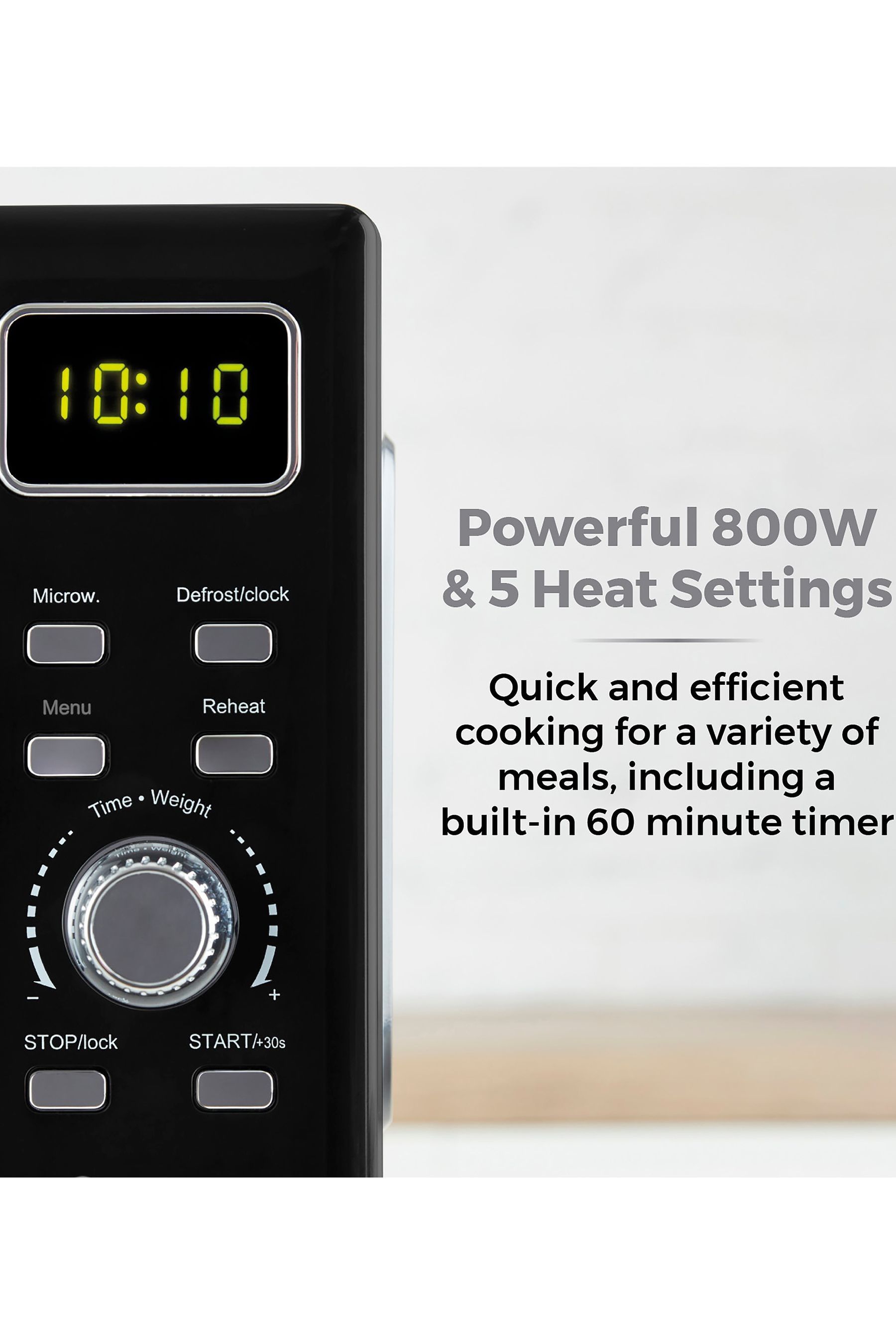 Black digital shop microwave 800w