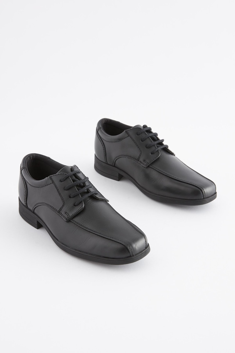 Black Wide Fit (G) School Leather Lace-Up Shoes - Image 1 of 6