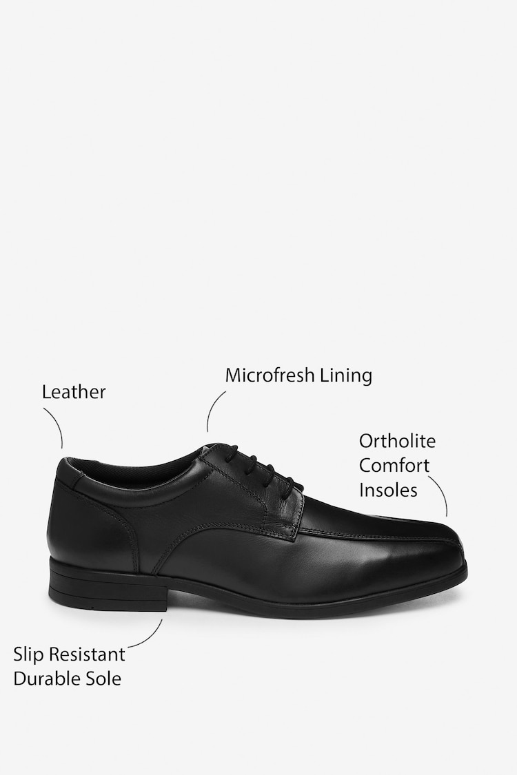 Black Wide Fit (G) School Leather Lace-Up Shoes - Image 6 of 6