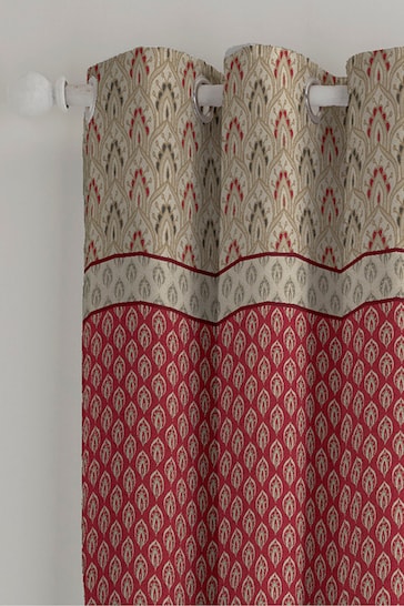 Catherine Lansfield Red Kashmir Lined Eyelet Curtains