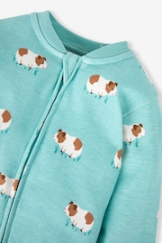 JoJo Maman Bébé Blue Guinea Pig Print Zip Cotton Baby Sleepsuit - Image 3 of 3