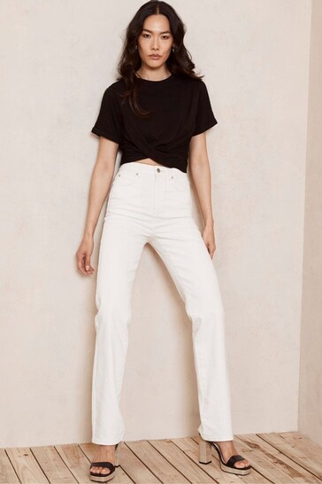 Buy Mint Velvet Black Tie Back Crop T-Shirt from the Next UK online shop