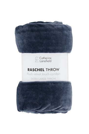 Catherine Lansfield Charcoal Raschel Velvet Touch Plush Extra Large Throw
