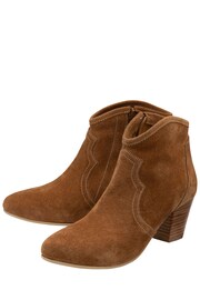 Ravel Brown Suede Leather Block Heel Ankle Boots - Image 2 of 4