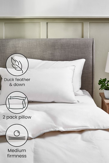 Medium Duck Feather And Down Set Of 2 Soft Pillows