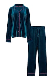 Pour Moi Green Velour Revere Collar Pyjama Set - Image 4 of 4