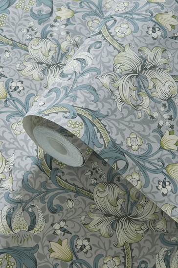 Morris & Co Slate Dove Golden Lily Wallpaper