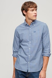 Superdry Blue/Black Vintage Washed Oxford Shirt - Image 1 of 6