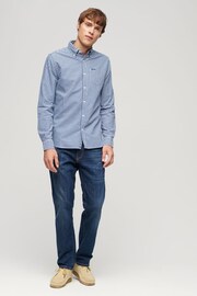 Superdry Blue/Black Cotton Long Sleeved Oxford Shirt - Image 3 of 6