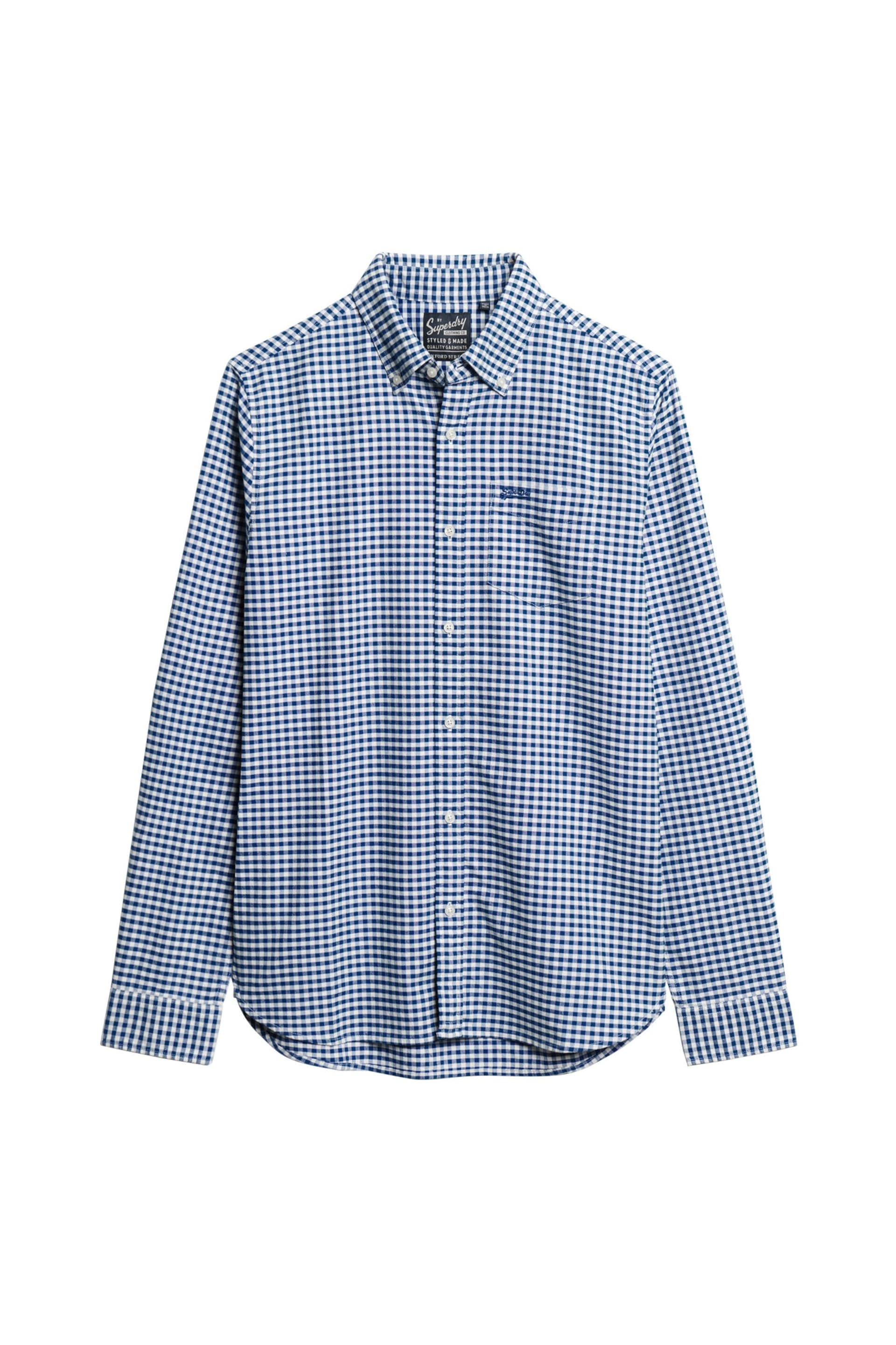 Superdry Blue/Black Cotton Long Sleeved Oxford Shirt - Image 4 of 6