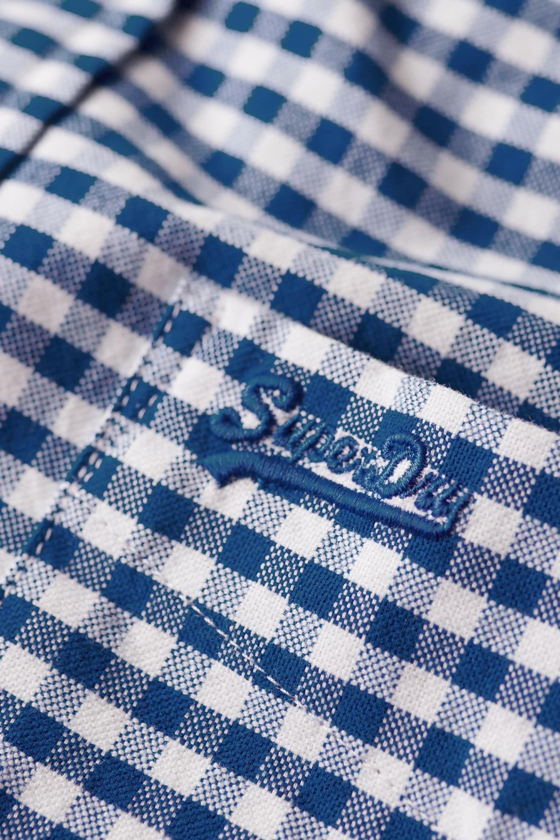 Superdry Blue/Black Vintage Washed Oxford Shirt - Image 6 of 6