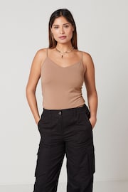 Neutral V-Neck Thin Strap Vest - Image 1 of 6