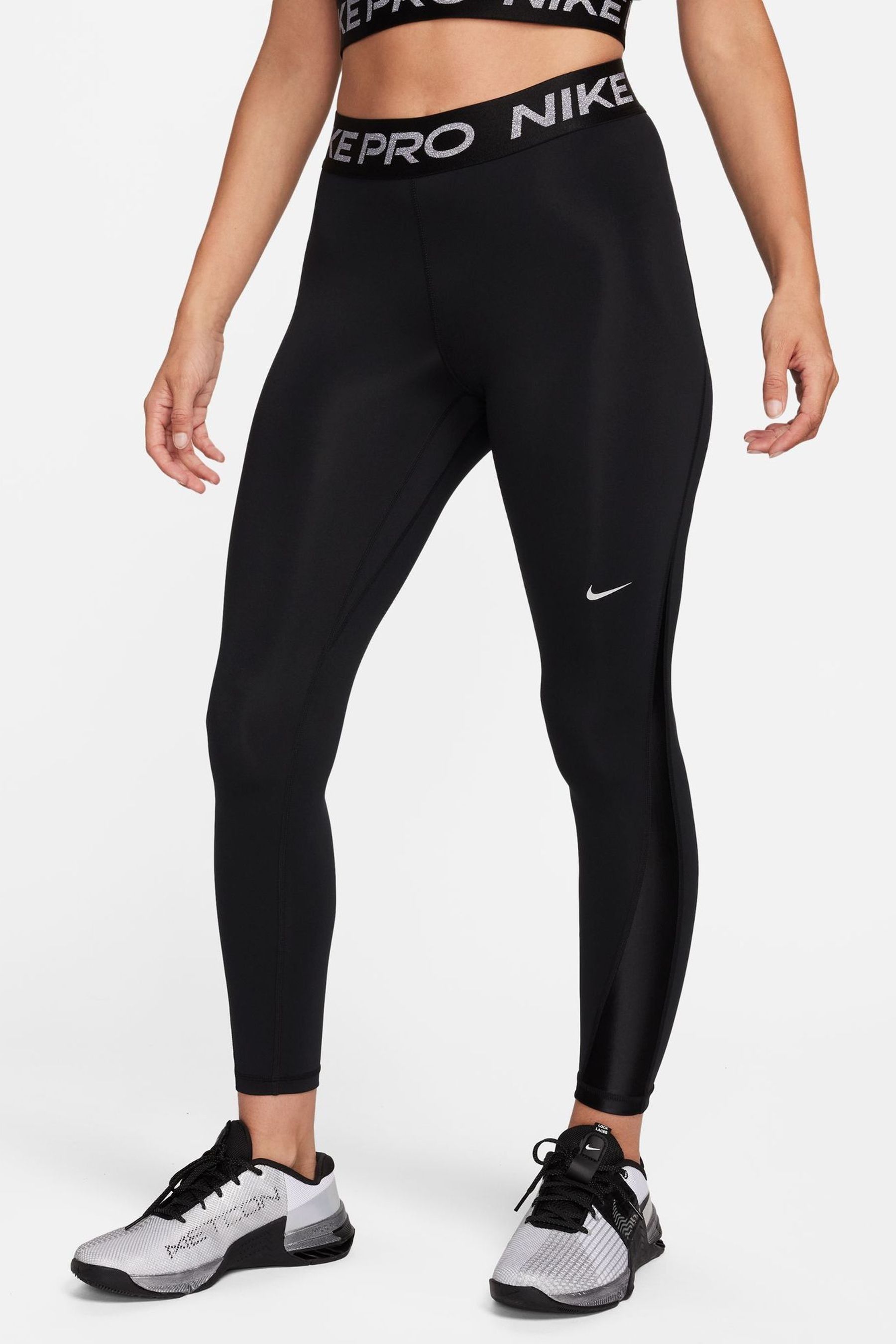 Buy Nike Black Metallic Pro Mid Rise 7 8 Leggings from Next Malta
